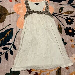 French Connection Cream Tank Dress with Brown-Gold Embellishment